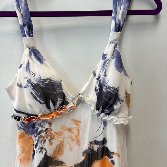 BCBGeneration Floral Maxi Summer Dress Size 2 White Orange - Picture 2 of 15